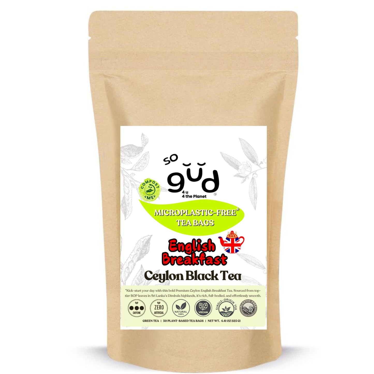 English Breakfast Single Estate Ceylon Black Tea | Plant-based Tea Bags
