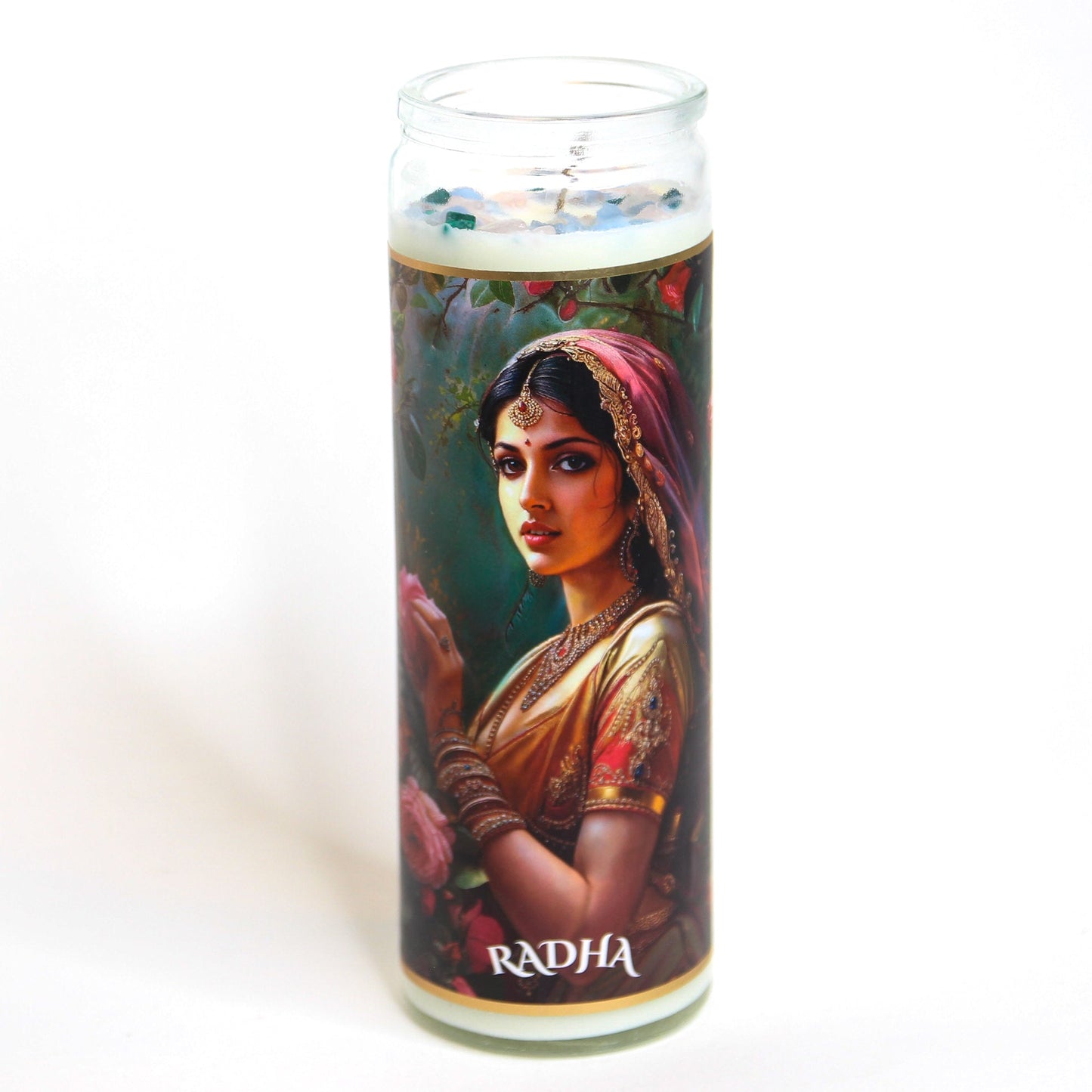 Radha Crystal Altar Candle