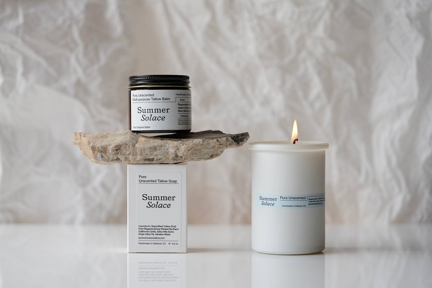 Pure Unscented Tallow Collection | Regenerative Skincare & Candle Set