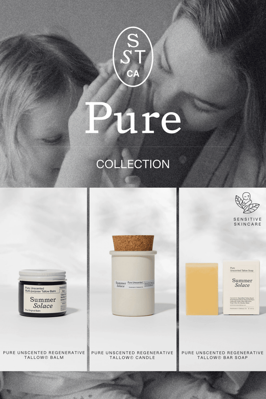 Pure Unscented Tallow Collection | Regenerative Skincare & Candle Set